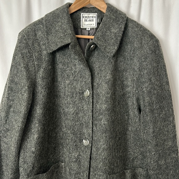 Kristen Blake Cozy Dark Grey Wool Button Up Pea Coat Jacket **Size 14**🌸🌸 - Picture 4 of 5